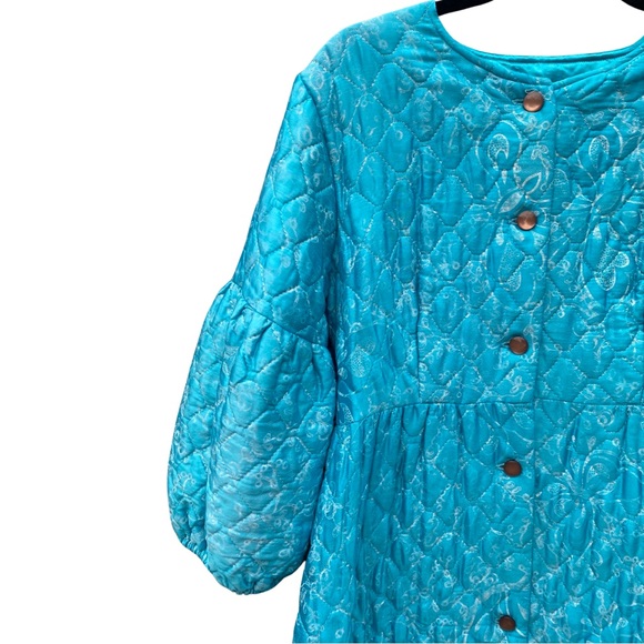 VTG Quilted dressing gown robe balloon 3/4 length sleeve M/L - Picture 11 of 11